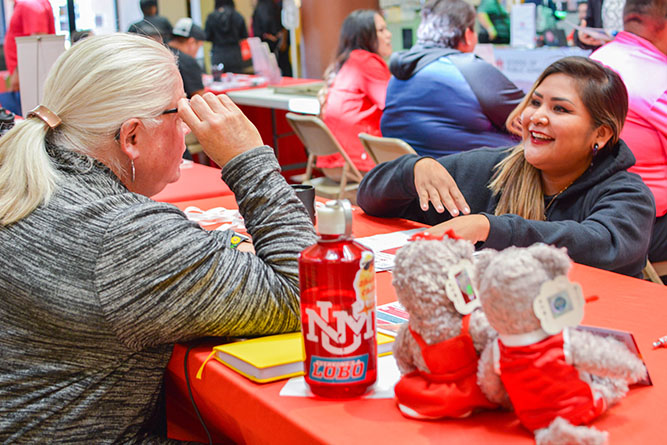 In this Oct. 16, 2024, file photo, a student participates in the College Transfer & Scholarship Fair in the Gurley Hall Commons at The University of New Mexico-Gallup.