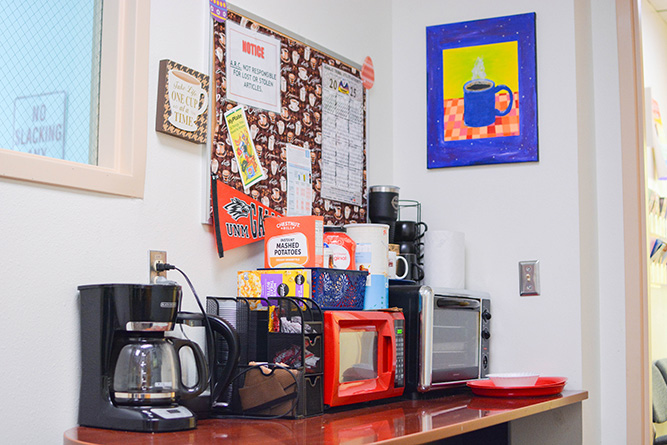 The Student Resource Center at The University of New Mexico-Gallup offers snacks and kitchen appliances for students to use on Wednesday, June 25, 2025.