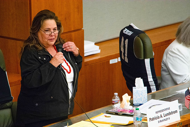 New Mexico state Rep. Patty Lundstrom introduces House Memorial 15 to declare Gallup-McKinley County Day at the state capitol on Thursday, Feb. 5, 2026. 