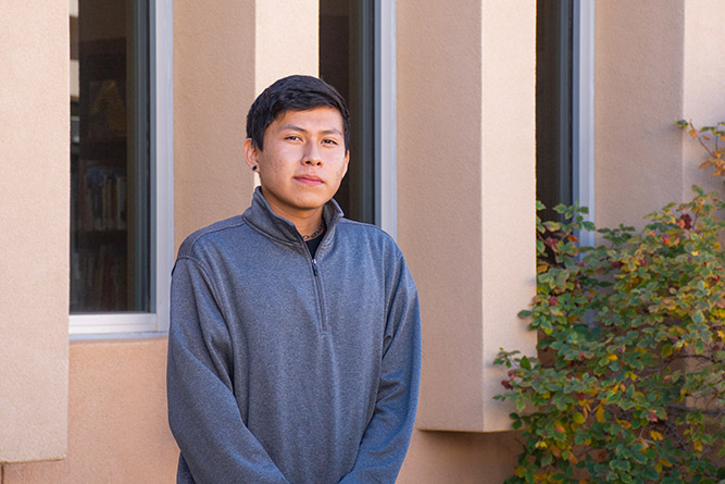 Adult Basic Education student Arthur Medicine Jr. poses for a portrait at The University of New Mexico-Gallup campus on Oct. 7, 2025.