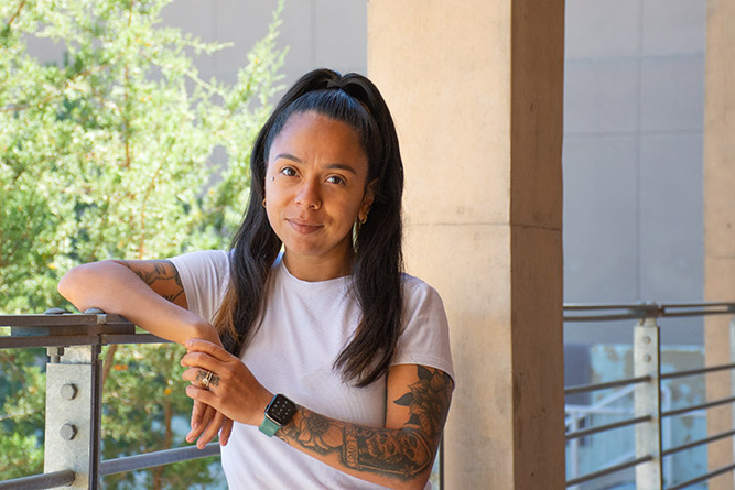 Adult Basic Education student Marisol Reynolds poses for a portrait at The University of New Mexico-Gallup campus on Oct. 7, 2025.