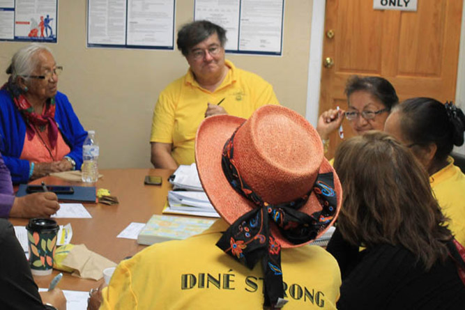 In this May 9 courtesy photo, the Church Rock community action response team works on their pilot project aimed at building community disaster resilience for the Church Rock Chapter community. Photo courtesy of Dr. Christopher Dyer/UNM-Gallup.