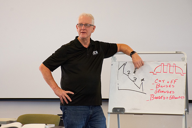 Instructor Tom Rauch teaches a class during the Fiber Optic Bootcamp at The University of New Mexico-Gallup on Friday, June 12, 2026.