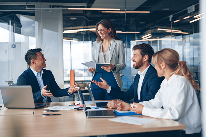group of people in team meeting