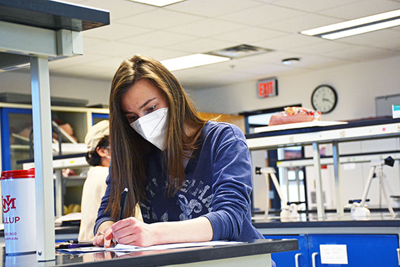 Nursing student Tiffany Armijo takes notes during a Human Anatomy and Physiology I lab in Calvin Hall Center on The University of New Mexico-Gallup campus Nov. 9. 